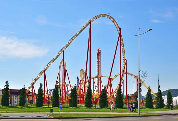 Sochi Russia June 2018 Roller Coaster Snake Gorynych Sochi Park — Stock Photo, Image