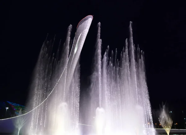 Sochi Russia May 2018 Bowl Olympic Flame Firebird Singing Fountain — Stock Photo, Image