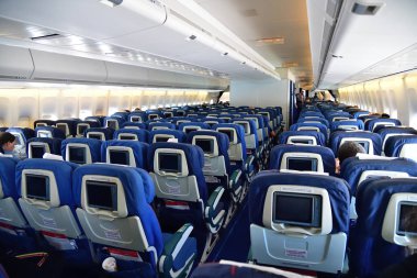 Moskova, Rusya - 6 Haziran. 2018. kulübede bir uçak Boeing 747-8 havayolu Rossiya