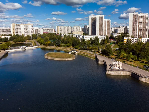 Vue Hauteur Étang Ville Des Maisons Zelenograd Moscou Russie — Photo