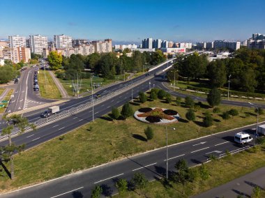 Moskova, Rusya - 20 Eylül. 2018. yukarıdan Zelenograd Panfilov caddede görüntülemek için