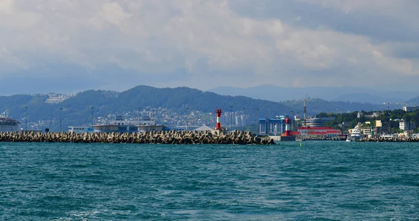 Sochi Rusland Juni 22018 Panorama Van Zeehaven Met Vuurtoren — Stockfoto