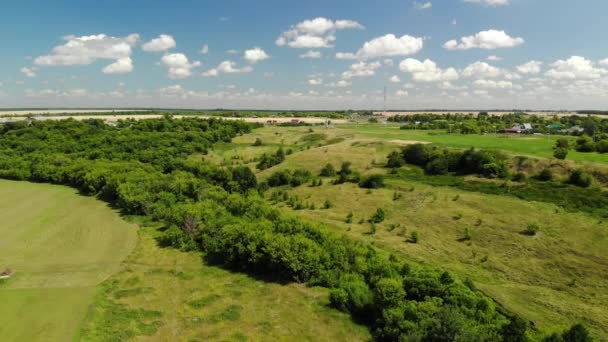 Undersökning Från Quadrocopter Landsbygdsområden Centrala Ryssland — Stockvideo