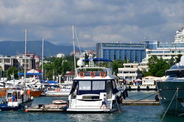 Sochi, Rusya Federasyonu - Haziran 22018. birçok farklı gemilere liman