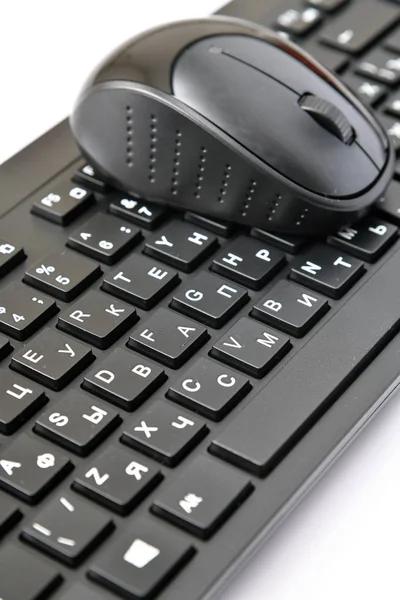 Schwarze Drahtlose Tastatur Auf Weißem Hintergrund — Stockfoto