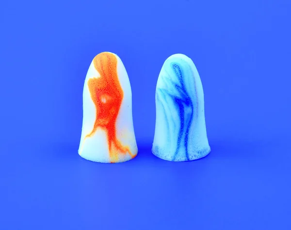 Two Earplugs Blue Background — Stock Photo, Image