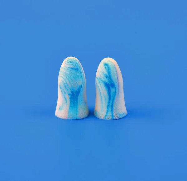 Two Earplugs Blue Background — Stock Photo, Image