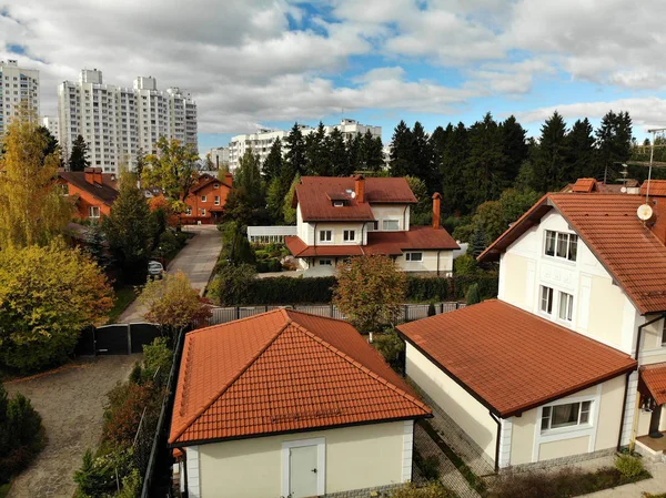 Top View Beautiful Cottage Village Autumn — стоковое фото