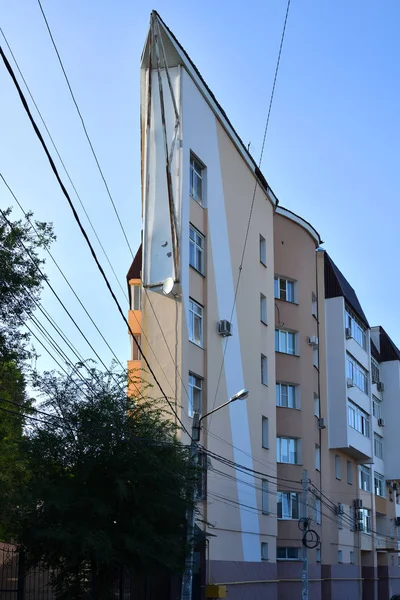 Voronezh Russia August 2018 Unusual House Sharp Angle Street Anniversary — Stock Photo, Image