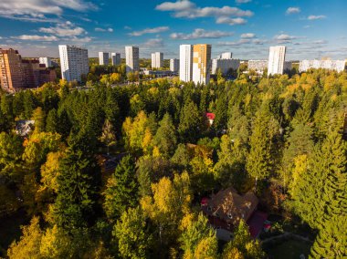 üstten görünüm sonbahar orman ile Moskova'nın Ekolojik temiz bir alan üzerinde. Rusya