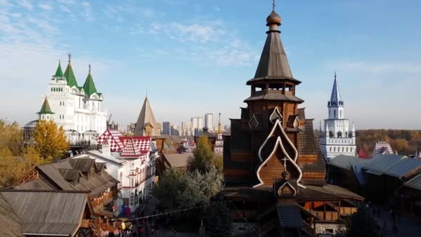 Moscow, Russia - October 14. 2018. Church of St. Nicholas in Izmailovo Kremlin — Stock Video