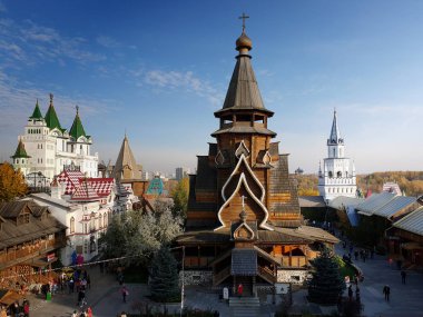 Moskova, Rusya - 14 Ekim. 2018. Izmailovo Kremlin Aziz Nikolaos Kilisesi