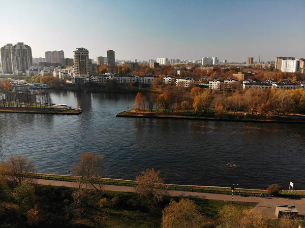 View from above Moscow Canal and Khimki city, Russia — Stock Photo, Image