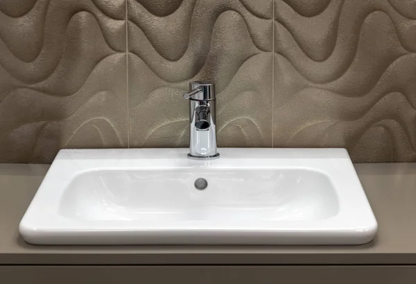 Fragment of bathroom with sink and faucet — Stock Photo, Image