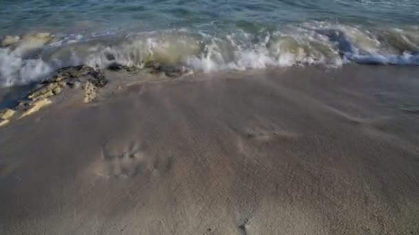 Ondas do mar na areia, Chipre — Vídeo de Stock