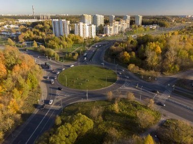 Havadan görünümü üzerinde bir dairesel yol Kavşağı'nda Zelenograd, Rusya Federasyonu
