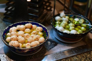 Topları bir zeytin yağı şeklinde farklı humus