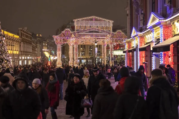 Moscú Rusia Enero 2019 Paseos Vacaciones Moscovitas Invitados Durante Festival — Foto de Stock