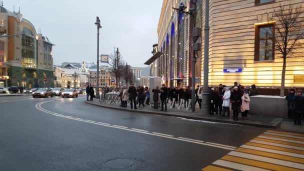 Moscú Rusia Enero 2019 Plaza Lubyanka Durante Las Vacaciones Navidad — Vídeo de stock