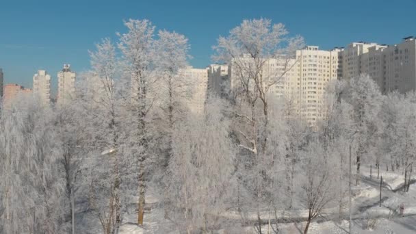 在冬季城市俄罗斯莫斯科上空移动 — 图库视频影像