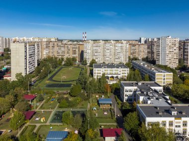 Konut ile uyku alan, futbol alanı ve çocuk oyun alanları, Moskova, Rusya