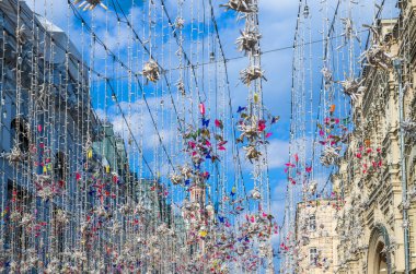 Çelenk Nikolskaya Street, Moskova, Rusya üzerinden dekorasyon
