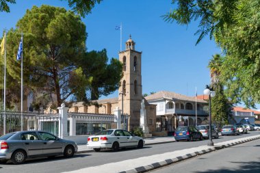 Nicosia, Kıbrıs - 2 Kasım. 2018. çan kulesi Katedrali St John ilahi