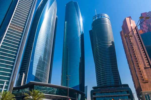 Abu Dhabi, UAE - March 30. 2019. The Etihad Towers and other skyscrapers — Stock Photo, Image