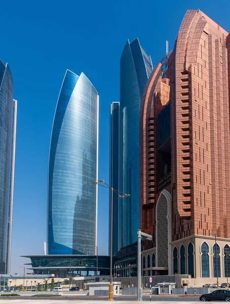 Abu Dhabi, UAE - March 30. 2019. The Etihad Towers and Bab Al Qasr Hotel — Stock Photo, Image