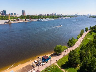 Moskova'da Park Severnoye Tushino üst görünümü, Rusya.