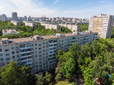 Moskova'da Park Severnoye Tushino üst görünümü, Rusya.