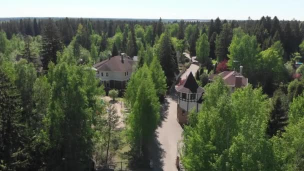 Vista dall'alto di edifici residenziali privati in una pineta in Russia — Video Stock