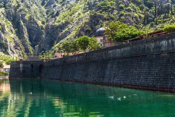 Wall of city fortress in Kotor, Montenegro. UNESCO World Heritage Site — Stock Photo, Image