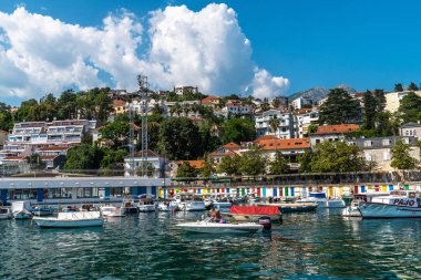 Herceg Novi, Karadağ - 10 Haziran. 2019. Şehrin denizden panoraması