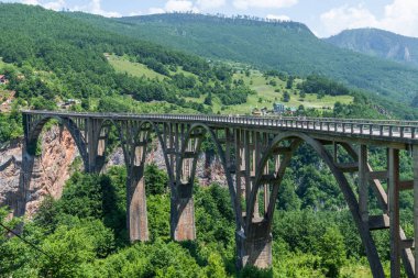 Plevlya, Karadağ - 11 Haziran. 2019. Tara Nehri üzerindeki Dzhurdzhevich Köprüsü
