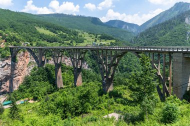 Plevlya, Karadağ - 11 Haziran. 2019. Tara Nehri üzerindeki Dzhurdzhevich Köprüsü