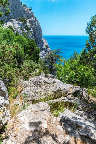 Landschaft auf einem Katzenberg mit dem Schwarzen Meer auf der Krim — Stockfoto