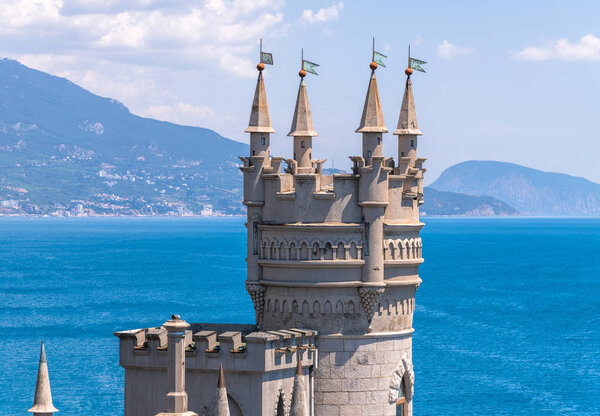 Castle of Swallows Nest on the Black Sea coast, Crimea. It is a famous landmark of Crimea.