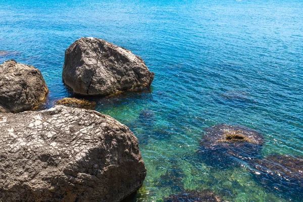 Seascape with big stones on the shore in Crimea — Stock Photo, Image