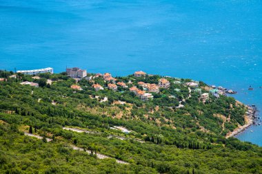 View of the village of Foros and the Black Sea from a height. Crimea clipart
