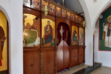 Protaras, Kıbrıs - 6 Ekim. 2019. Aziz Niklas Kilisesi 'nin ikonası.