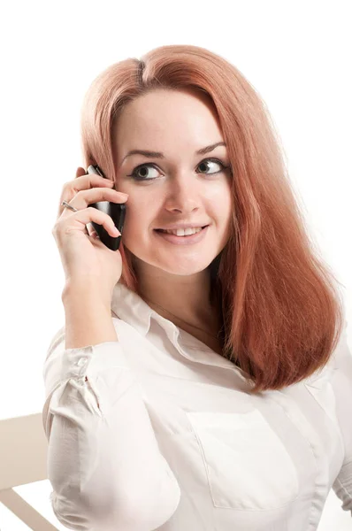 Портрет Жінки Розмовляє Мобільному Телефоні — стокове фото