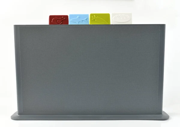 Tableros Corte Plástico Color Sobre Fondo Claro — Foto de Stock