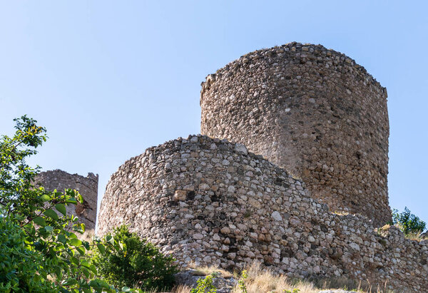 Bernabo Grillo Tower. Ruins of Genoese fortress Chembalo in Crimea
