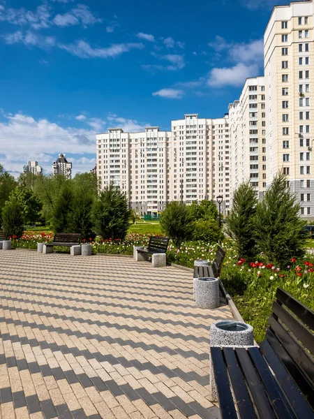 Moskova Rusya Zelenograd Bölgesinde Bir Bulvarı Olan Şehir Manzarası — Stok fotoğraf
