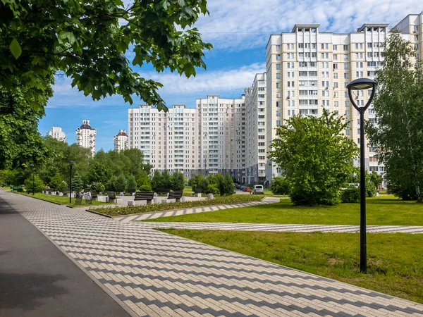 Paysage Urbain Avec Boulevard Dans Quartier Zelenograd Moscou Russie — Photo