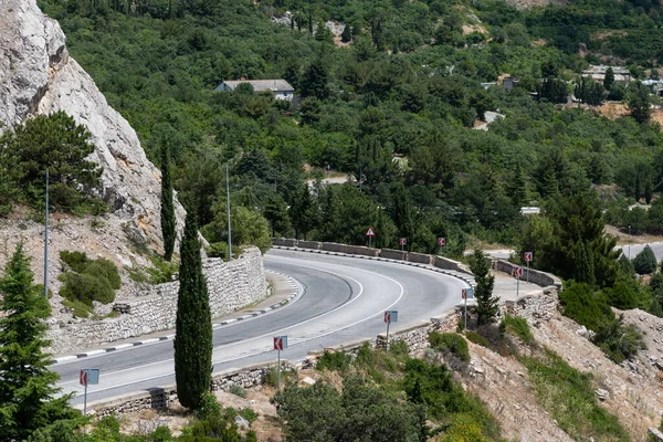 Fragment Mountain Road Crimea Turn — Stock Photo, Image