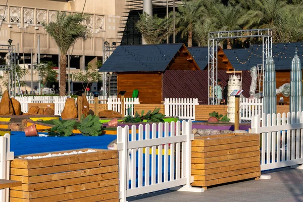 Doha Qatar Nov 2019 Tentoonstelling Van Miniatuurkopieën Van Wereldbezienswaardigheden — Stockfoto