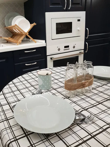 Fragment Kitchen Interior Dining Table — Stock Photo, Image