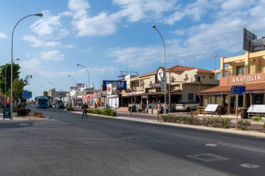 Protaras, Kıbrıs - 6 Ekim. 2019. Cavo Grecko Bulvarı Genel Manzarası